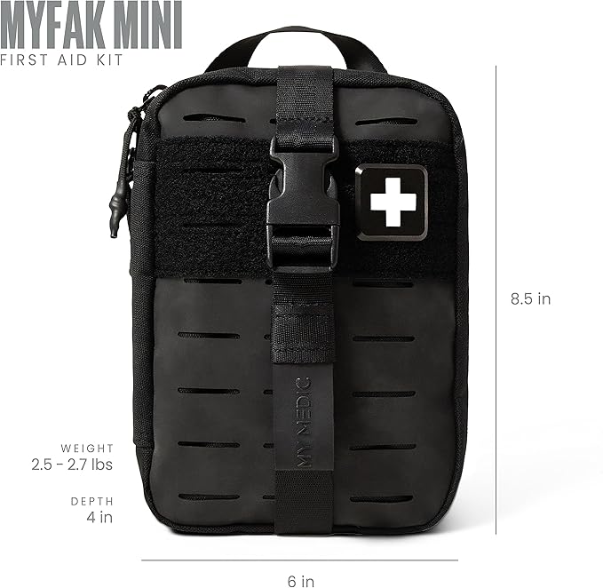 My Medic MyFak Mini First Aid Kit - Small and Lightweight for Camping Hiking and Backpacking - IFAK With 70 Items - HSA/FSA Eligible Great for Travel - Black