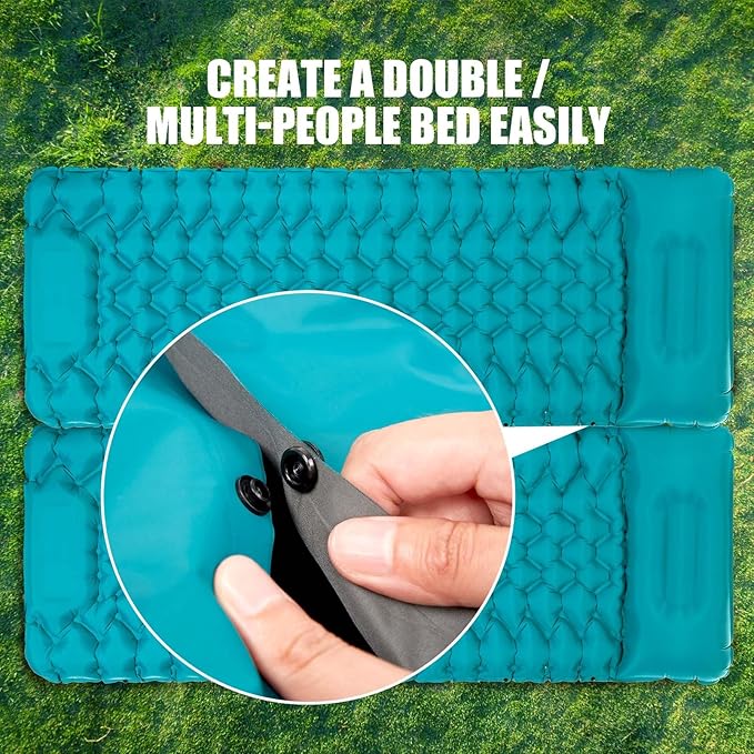 AKSOUL Camping Sleeping Pad with Pillow: Extra Thick 3.9 inch Ultralight Self Inflating Air Mat, Compact Lightweight Insulated Inflatable Sleep Mattress for Backpacking, Camp, Hiking, Tent