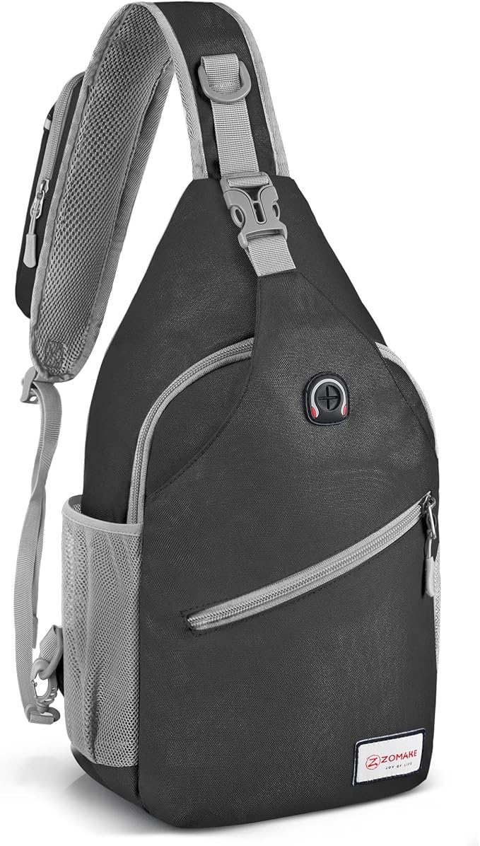 ZOMAKE Sling Bag for Women Men, Small Crossbody Sling Backpack, Mini Water Resistant Shoulder Daypack for Travel, Anti Thief Chest Bag for Hiking, Sports,Black(new)