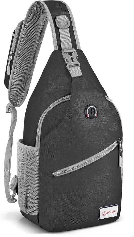 ZOMAKE Sling Bag for Women Men, Small Crossbody Sling Backpack, Mini Water Resistant Shoulder Daypack for Travel, Anti Thief Chest Bag for Hiking, Sports,Black(new)