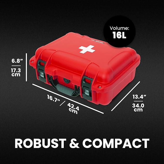 NANUK 920 Waterproof First Aid Box Empty – Durable, Medical First Aid Organizer Case, IP67-Rated, Dustproof, Impact-Resistant, and Floats (7.4" x 4.9" x 3.1") – Red