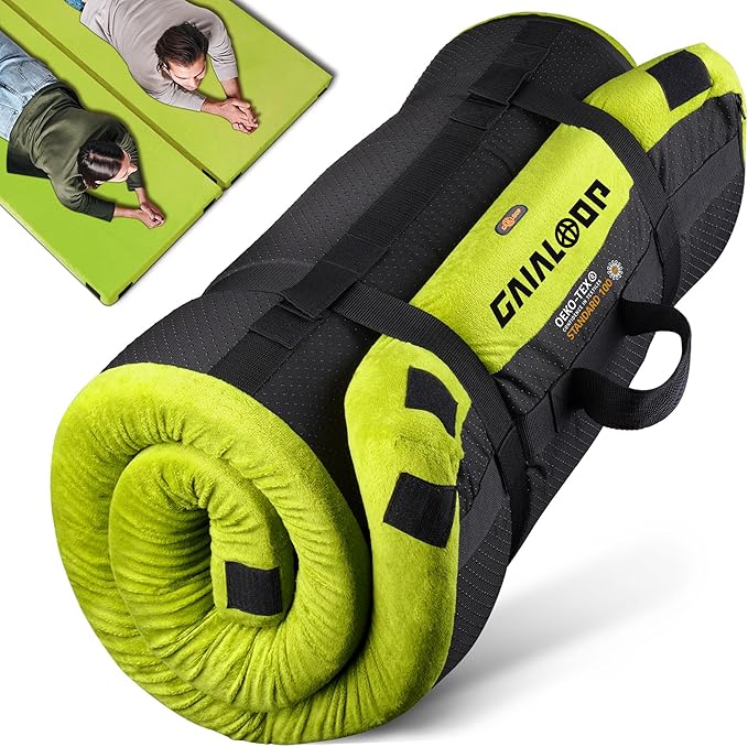3 Inch GAIALOOP Thick Memory Foam Camping Mattress Sleeping Pad [Car/Tent/Cot] Glamping Portable Floor Mat Roll Up Futon Mattress for Guests Sleepover