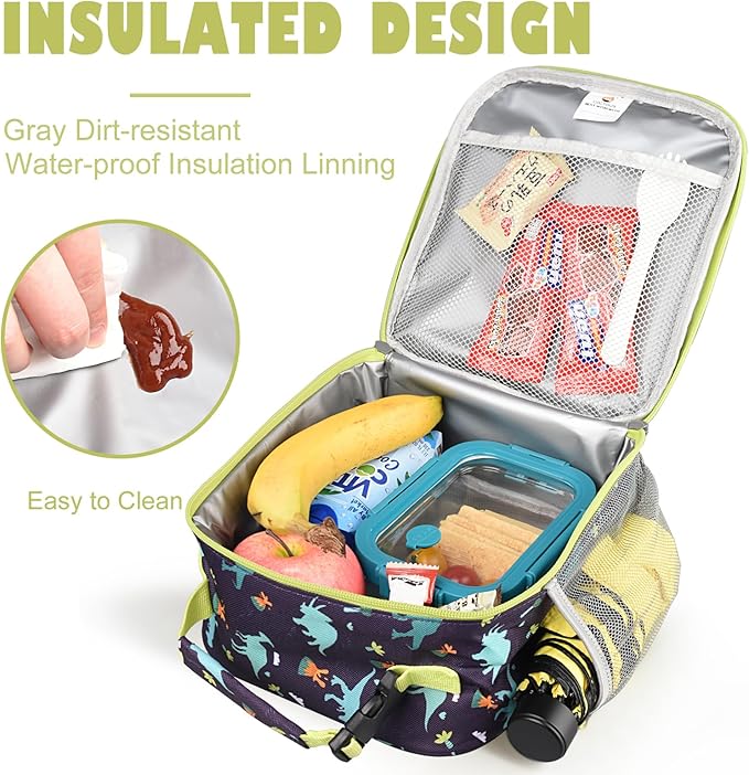 Lunch Box Kids,Premium Insulated Lunch Bag for Girls Boys,Soft Bag Mini Cooler Back to School Thermal Reusable Lunch Bag for Work School Picnic (Dino)