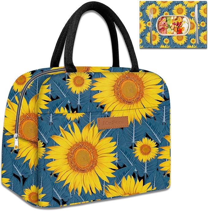 Cute Lunch Bag Women with Placemats, Insulated Lunch Box for Women, Placemats Keep Clean and Hygienic Durable Leakproof Thermal Bag High Capacity for Travel Picnic Insulated Lunch Bag