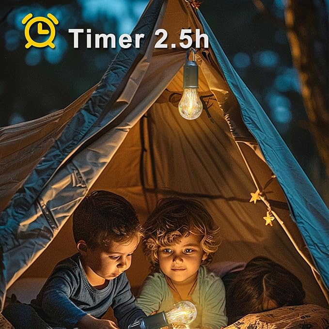 Camping Lights Rechargeable, Tent Lights, Camping Essentials, Flashlights for Camping with 3 Lighting Degree, Timer Function, Hand Camping Lantern for Hiking, Backpacking, Emergency Outage