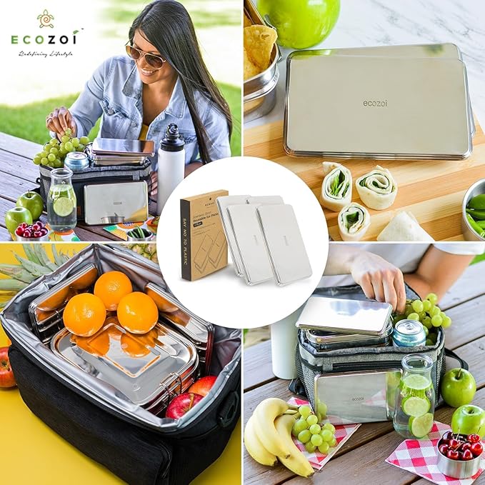 Stainless Steel Lunch Chillers - Ice Packs for Lunch Bags, Lunch Boxes, Bento Boxes and Coolers - 4 Pack, Plastic-Free and Sustainable