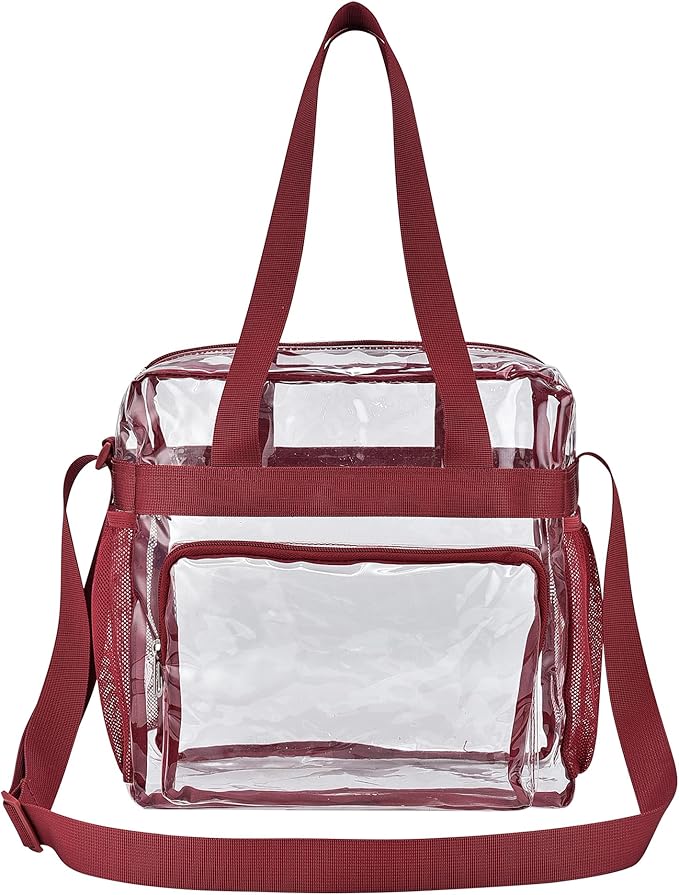 USPECLARE Clear Tote Stadium Approved, Security Travel & Gym Clear Bag for Work Sports Games Concerts