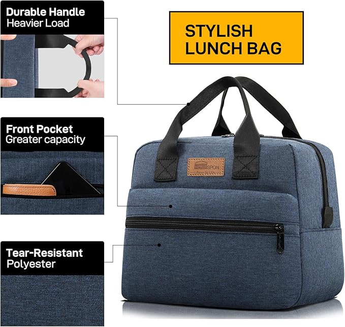HOMESPON Insulated Lunch Bag for Women Men Lunch Box Cooler Lunch Tote for Work Picnic (Navy)