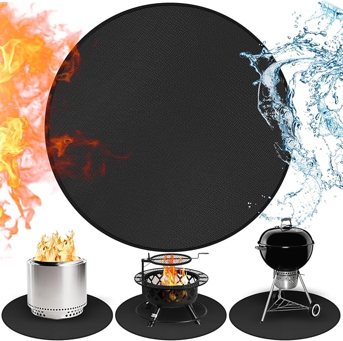 Fire Pit Mat Compatible with Solo Stove Accessories, Grill Mats for Outdoor Grill Compatible with Solo Stove Ranger, Bonfire,Yukon, 3-Layer BBQ Matt for Under Grill to Protect The Deck, Patio, 58.5in