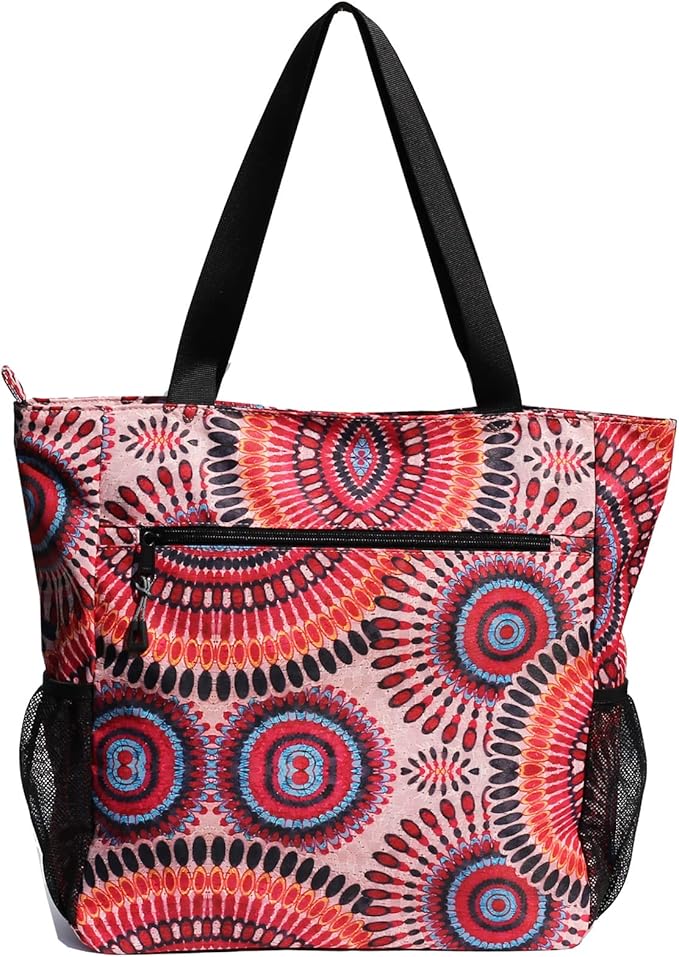 ESVAN Original Floral Water Resistant Large Tote Bag Shoulder Bag for Gym Beach Travel Daily Bags Upgraded