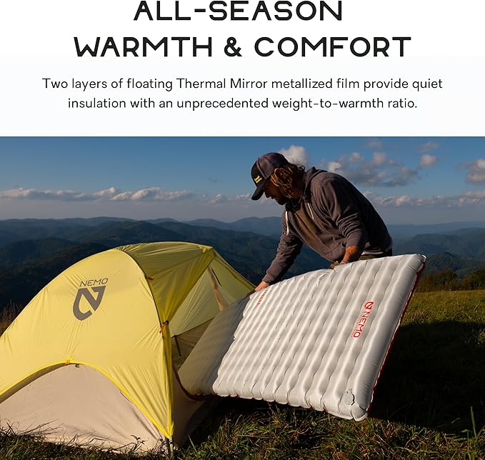 NEMO Equipment Tensor All-Season Ultralight Insulated Sleeping Pad - Long Wide (76"x25") - Blade/Spicy Orange