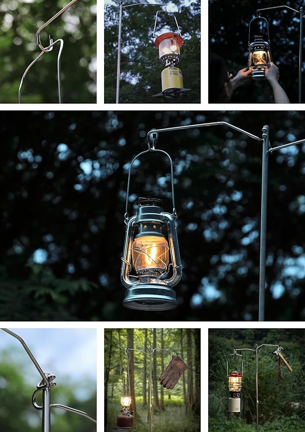 camping moon CAMPINGMOON Heavy Duty Stainless Steel Lantern Pile Driver Height Adjustable with Tripod Stand and Storage Bag D-240, D-243