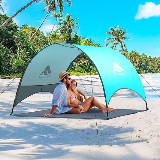 Beach Tent - Beach Shade Canopy Compact Fold (16.9x3.9″), Own Patent, 360° Ventilation, Large Side Storage Pocket, UV Protection Portable Sun Shelter for Beach (Green, 90.5 * 59 * 53″)