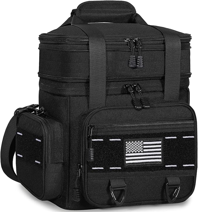 Expandable Tactical Lunch Box, XLarge Insulated Lunch Cooler Bag Heavy Duty Leakproof Lunch Pail for Men Adults Work Office Outdoor Picnic Trips,25L,Black