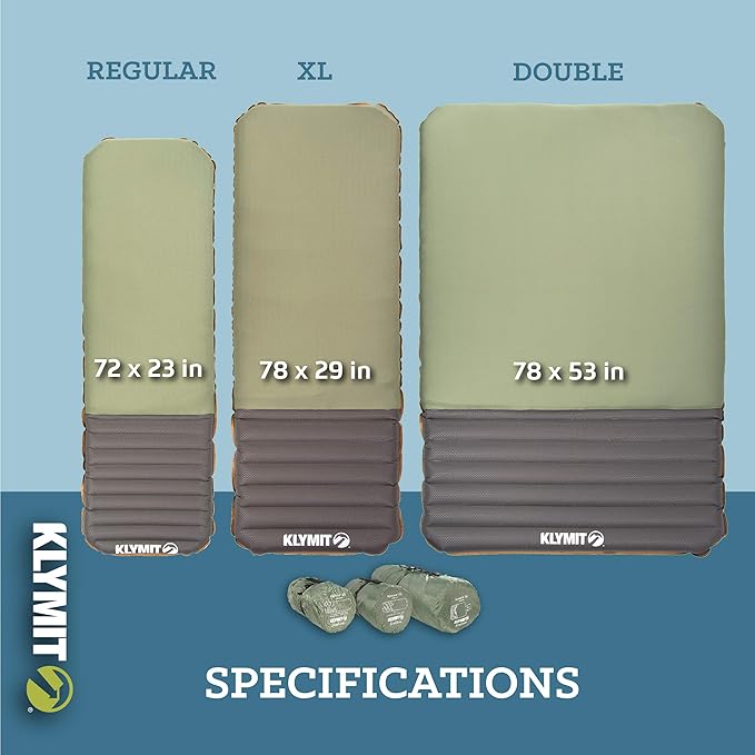 Klymit Klymaloft Lofted Inflatable Sleeping Pad for Camping With Memory Foam, Ultra-Thick Hiking and Backpacking Air Bed, 5 Inch Thick, Regular