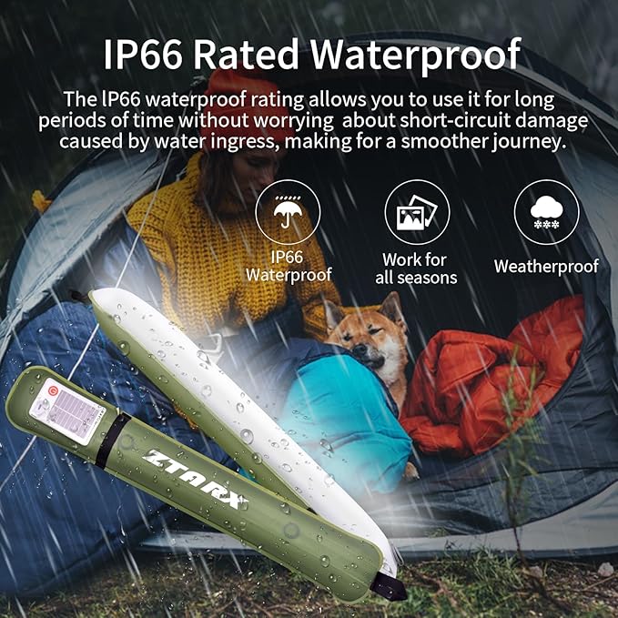 Inflatable Light Tube Video Light Stick, LED Solar Camping Light Portable and Foldable, USB Outdoor Photography Light，4 Types of Lighting