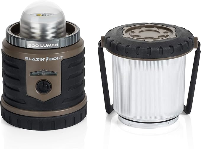 Blazin Bolt Rugged USB Rechargeable Lantern | 600 Lumen | 500 Hours of Light | Giant 12000mAh Power Bank | 6 Modes | Camping, Emergency, Power Outage, Storm, Blizzard, Hurricane Survival