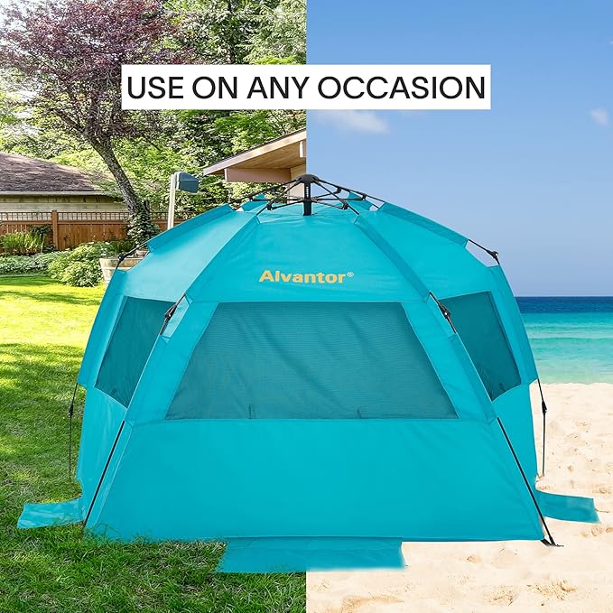 Alvantor Beach Tent Beach Umbrella Outdoor Sun Shelter Cabana Automatic Pop Up UPF 50+ Sun Shade Portable Camping Hiking Canopy Easy Setup Windproof Randomly Send Old or New Model