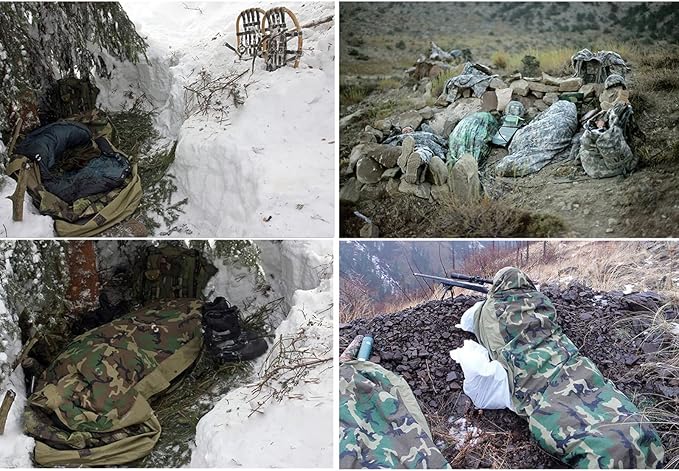 MT Army Military Modular Sleeping Bags System, Multi Layered with Bivy Cover for All Season, Woodland/Multicam