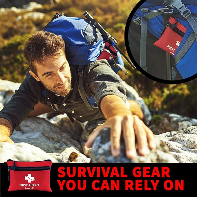 Protect Life Survival First Aid Kit for Home/Business, Camping Survival Kits | Mini Travel First Aid Kit | Camping Equipment | Small Kits for Car | Outdoor Emergency Survivals Pack