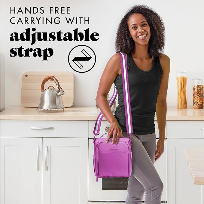 Fit & Fresh BREE FitPak Meal Prep Lunch Box With Containers, Ice Pack, and Shaker Bottle For Men and Women, 6pc. Meal Prep Kit Lunch Bag With Containers Included, Mauve