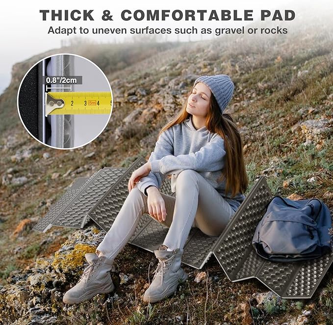 REDCAMP Foldable Foam Camping Pads for Sleeping, Waterproof Closed Cell Foam Camping Sleeping Pad - Ultra-Lightweight for Hiking & Backpacking, R-2.1 Insulated, Royal Blue/Grey/Green/Brown/Khaki