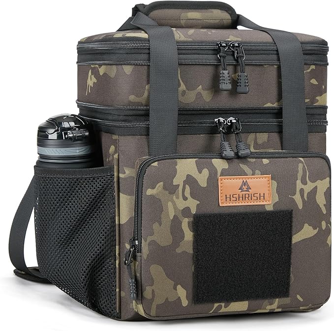 HSHRISH Expandable Large Tactical Lunch Box for Adults, Durable Insulated Lunch Bag with Lots of Storage Space, Cooler Bag for Men Women Work Outdoor Picnic Trips,15L