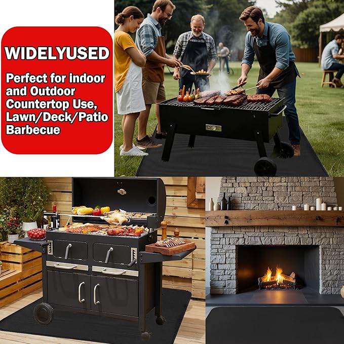 60x40 Inches Under Grill Mats for Outdoor Grill, Double-Sided Fireproof, Waterproof & Oil-Proof BBQ Matt for Under Grill, Deck, Patio & Grass Protector, Fire Pit Mat & Fireplace Mat