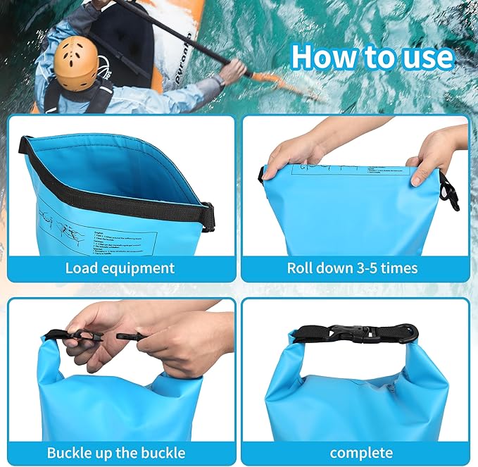 Dry Bag Waterproof for Women Men,15L Rolled Lightweight Dry Storage Bag Backpack with Phone Case for Travel,Swimming,Boating, Kayaking,Camping & Beach,Lake Blue