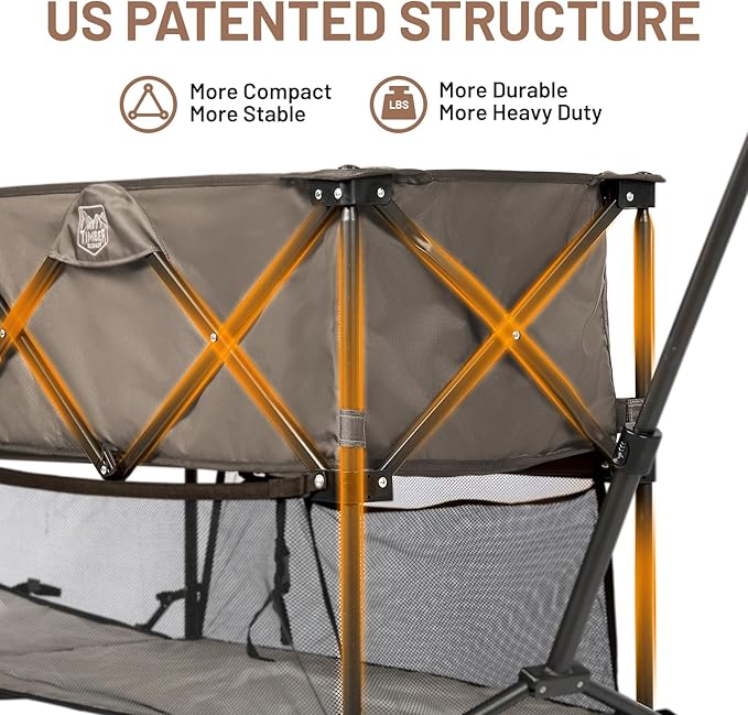 TIMBER RIDGE 400L Large Capacity Folding Double Decker Wagon with Brakes, 54" Extra Long Extender Wagon Cart, 450lbs Heavy Duty Collapsible Cart, All-Terrain Big Wheels for Camping, Sports, Shopping