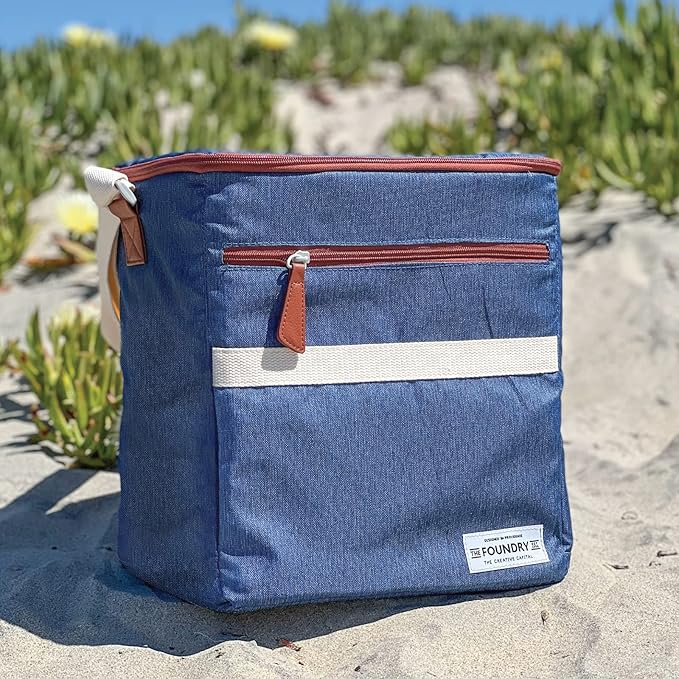 Fit & Fresh Foundry Soft Cooler Bag Insulated Leak Proof, 12 Can Small Soft Sided Cooler Bag for Men and Women, Portable Travel & Beach Cooler Bag with Removable Hard Liner, Stain Resistant