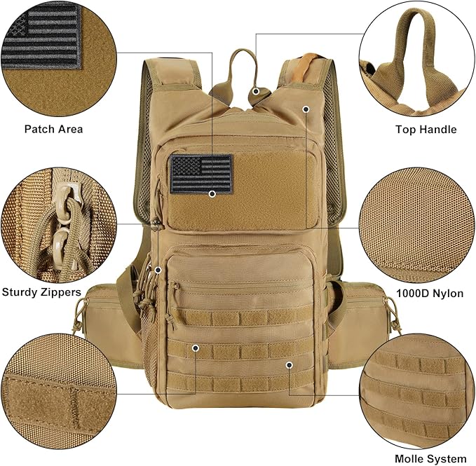 Tactical Hydration Pack Lightweight Insulation Water Backpack Molle Hydration Backpack for Hiking, Running, Cycling, Climbing, Hunting, Fishing