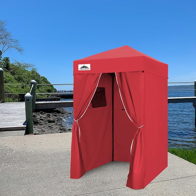 EAGLE PEAK Flex Ultra Compact 4x4 Pop-up Canopy, Sun Shelter, Changing Room, Portable Privacy Canopy Cabana for Pool, Fashion Photoshoots, or Camping, 4x4 ft, Red