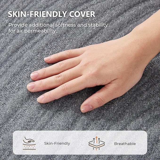 Sweetnight Trifold Mattress with Carry Bag - 4 Inch Portable Floor Mattress with Breathable & Washable Cover | Foldable Mattress Topper for Travel, Camping, Guest Grey Queen