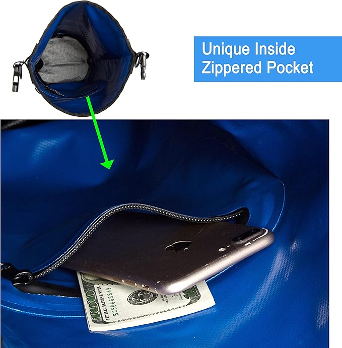 Mountain Land Waterproof Beach Dry Bag 20L Roll Top Backpack Boat Bag Dry Sack for Kayaking Rafting Fishing Hiking Camping Dark Blue