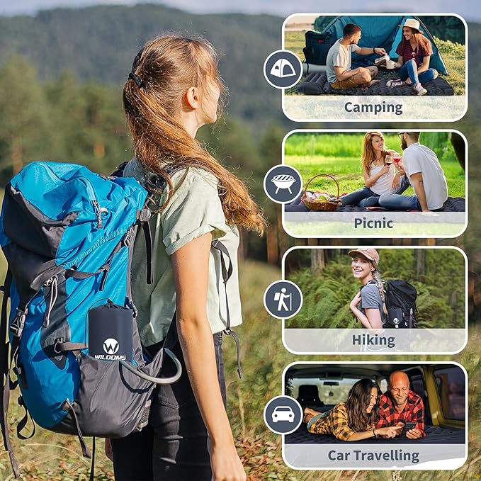 Sleeping Pad for Camping - 4” Thick Inflatable Camping Mat with Built-in Pump & Pillow, Ultralight Self Inflating Camping pad, Backpacking Sleeping Mat for Hiking, Tent, Traveling