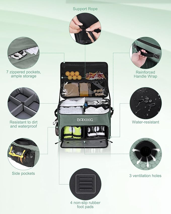 Golf Trunk Organizer, 2 Layer Waterproof Car Golf Locker with Separate Ventilated Compartment for 2 Pair Shoes, Golf Trunk Storage for Golf Accessories, Golf Gifts for Men