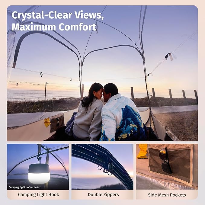 EAST OAK Weather Sports Tent for Fishing & Outdoors | Pop Up Bubble Tent Instant Sun & Rain Shelter | No Condensation, Spacious Interior, Ultra Visibility | All Weather Protection | 60L*60W*76.8H