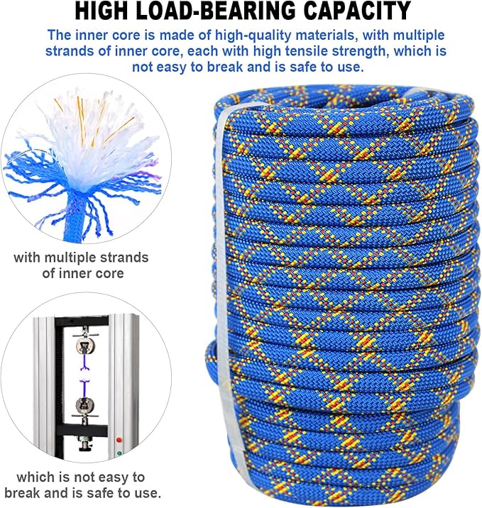 Braided Polyester Arborist Rigging Rope (3/8 inch x 150 feet), High Strength Arborist Rigging Rope for Outdoor Rock Climbing, Mountain Climbing, Hiking, etc