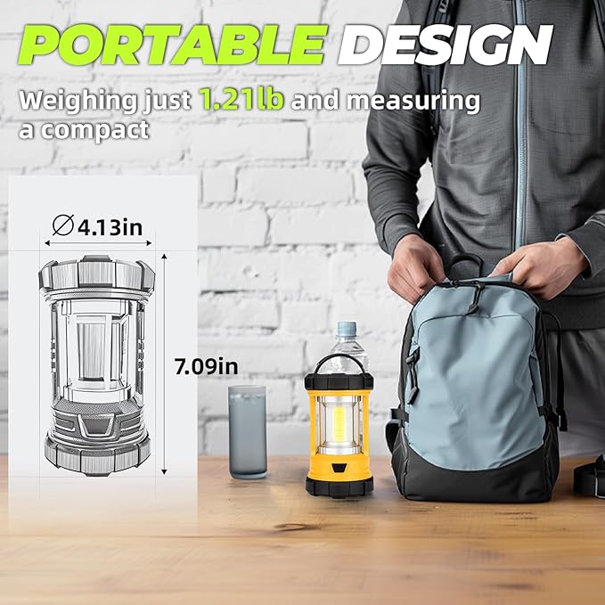 Rechargeable Camping Lantern, 3000LM 5 Light Modes Camping Light 4400 Capacity Phone Charger LED Impact-Resistant Flashlight Lantern Portable Waterproof Hurricane Lanterns for Emergency(Orange)