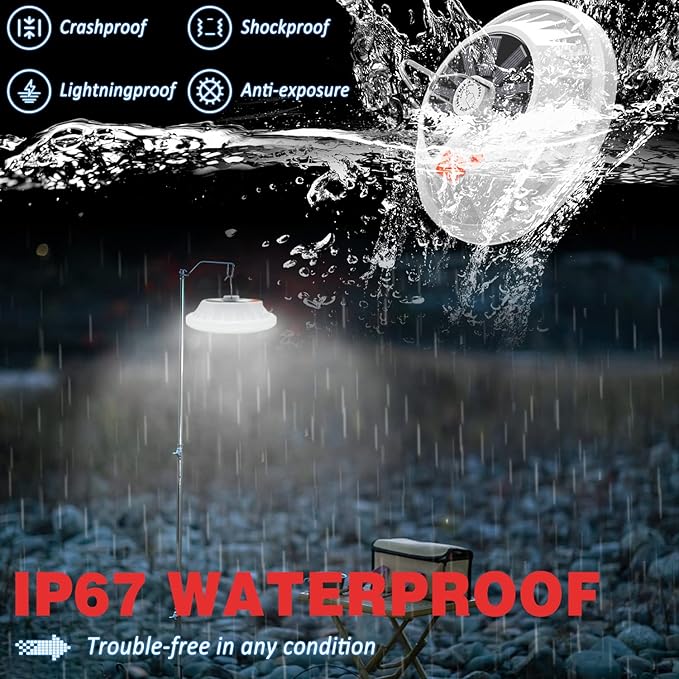 Solar Camping Lantern, BaishenglinMotor LED Solar USB Rechargeable Portable LED Lanterns Flashlights with Remote Control for Indoor Outdoor Home Emergency Power Outage Hurricane Supplies 2-Pack