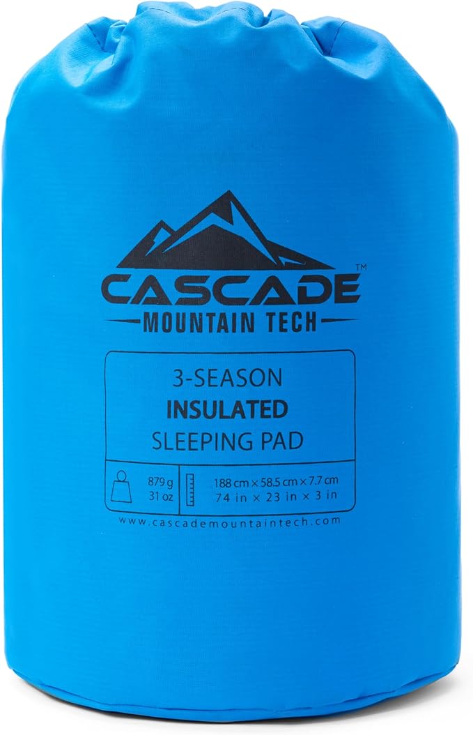 Cascade Mountain Tech Camping Sleeping Pad with Pillow Carry Bag