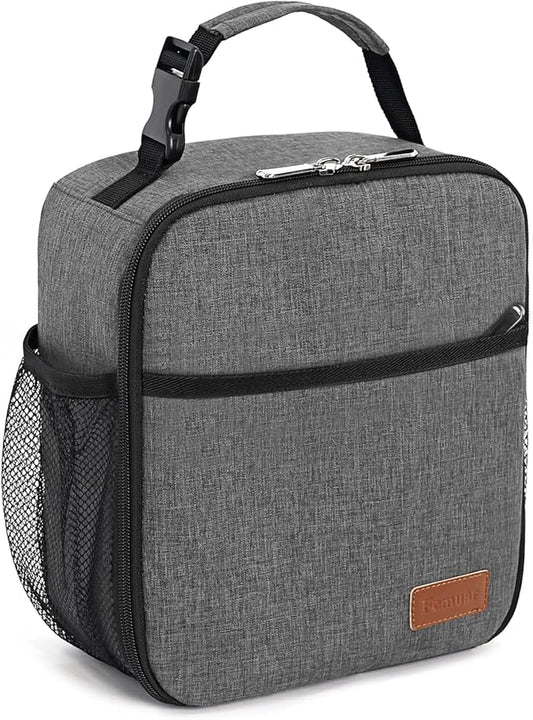 Femuar Lunch Box for Men Women Adults, Small Lunchbox for Work Picnic - Reusable Lunch bag Portable Lunch tote, Charcoal Grey