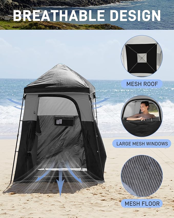 KingCamp Shower Tent, Portable Privacy Tent Outdoor Camping 1/2 Room Toilet Tents with Shower Bag & Dressing Room for Travel Beach Tailgate