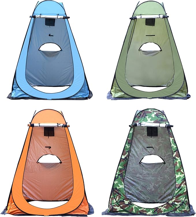 WOWCASE 1-2 Person Large Space Pop Up Shower Privacy Shelter Tent with 3 Windows, Outdoor Waterproof Silver Anti-UV Coated Portable Dressing Room, Privacy Shower Tents for Camping Beach Isolation Sun Shelter Picnic Fishing