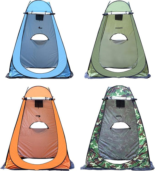 WOWCASE 1-2 Person Large Space Pop Up Shower Privacy Shelter Tent with 3 Windows, Outdoor Waterproof Silver Anti-UV Coated Portable Dressing Room, Privacy Shower Tents for Camping Beach Isolation Sun Shelter Picnic Fishing