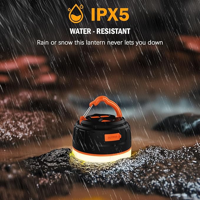 Rechargeable LED Camping Lantern 1000LM, 300H Runtime, 6400mAh, IPX5 Waterproof Tent Light for Camping, Hiking, Power Outages, Home, Emergency Use - Standard Edition,Orange