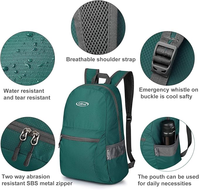 G4Free 20L Lightweight Packable Backpack Travel Hiking Daypack Foldable Backpack for Men Women