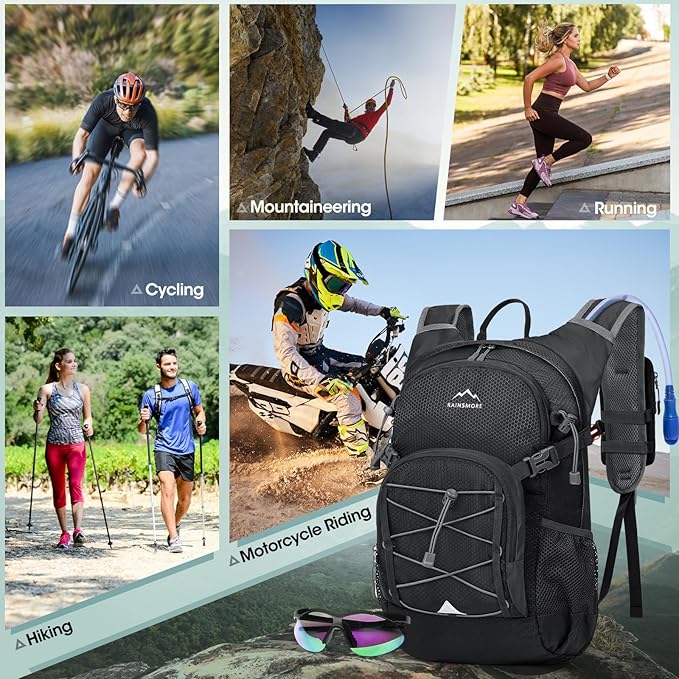 Hydration Backpack with Water Bladder, 18L Lightweight Hiking Backpack for Women&Men Small Insulated Hydration Water Pack for Hiking, Running, Cycling, Biking