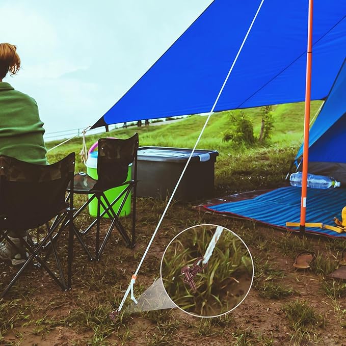 Reginary 6 Pcs Ground Anchors Screw in Tent Stakes Heavy Duty Trampoline Anchors High Wind for Camping Canopy Carport Sheds Beach Sand Stakes Metal Swing Set (Brown)